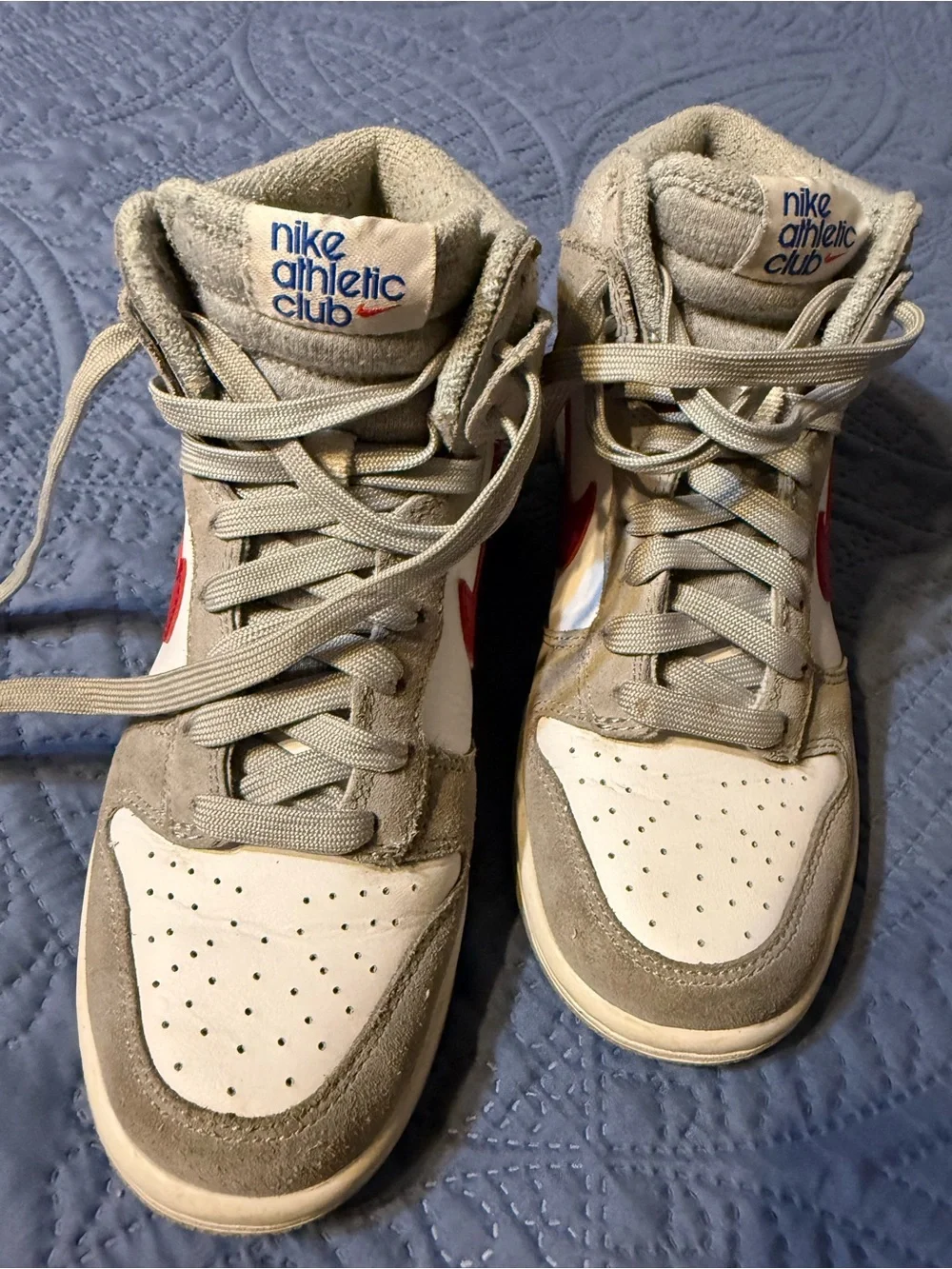 Youth Nike Athletic Club High-Top Sneakers in Beige and Red